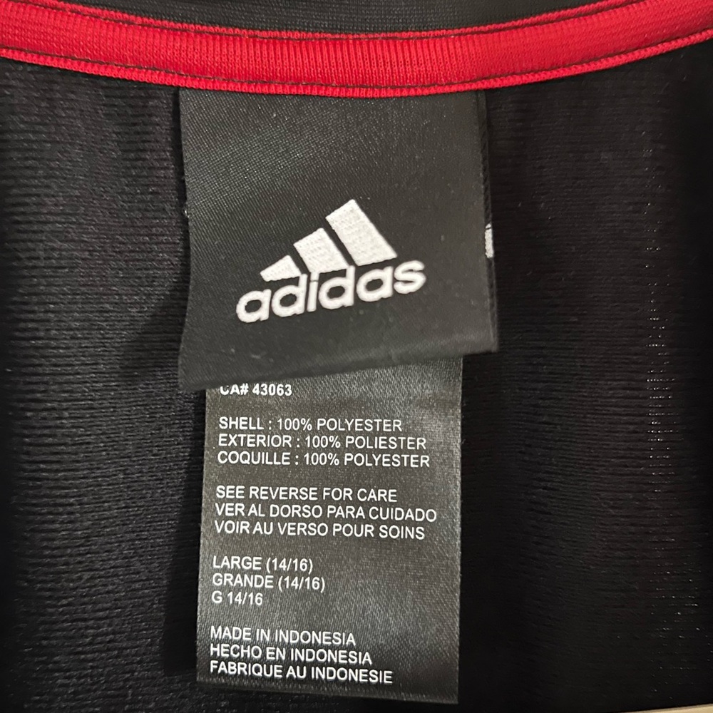 Adidas Kid’s Black Jacket with Red Stripes Size 14/16 - Picture 4 of 5